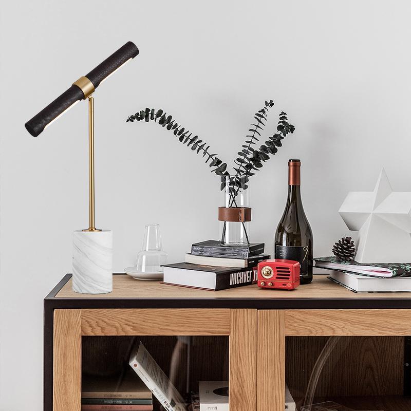Lighting Table Decor - Decoratieve tafellamp, designlamp, luxe lederen marmeren