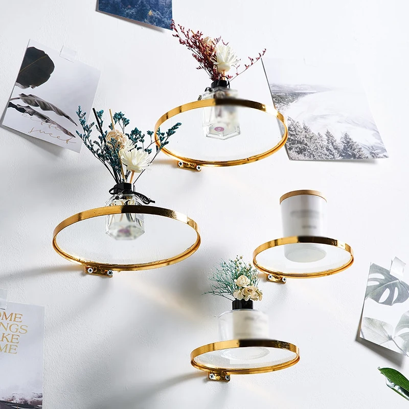 Lighting Metal Wall Decor - Ronde muuropknoping ijzer en glas ambachten