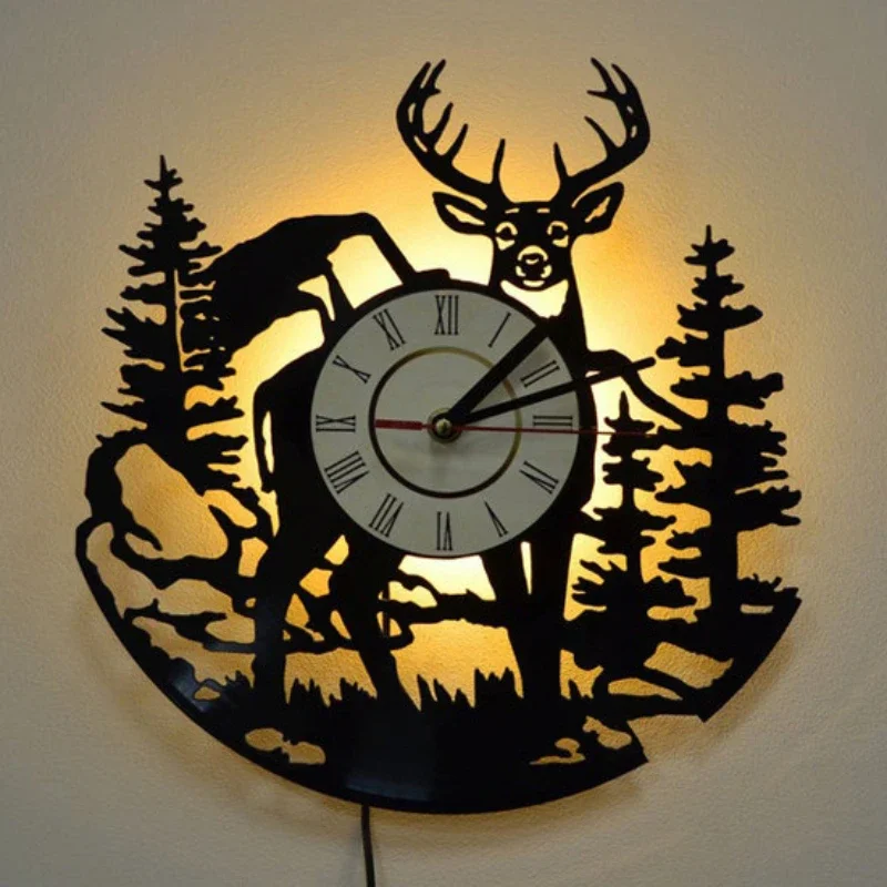 Lighting Home Decor Wall Clocks - Bos Herten Vinyl Record Wandklok LED