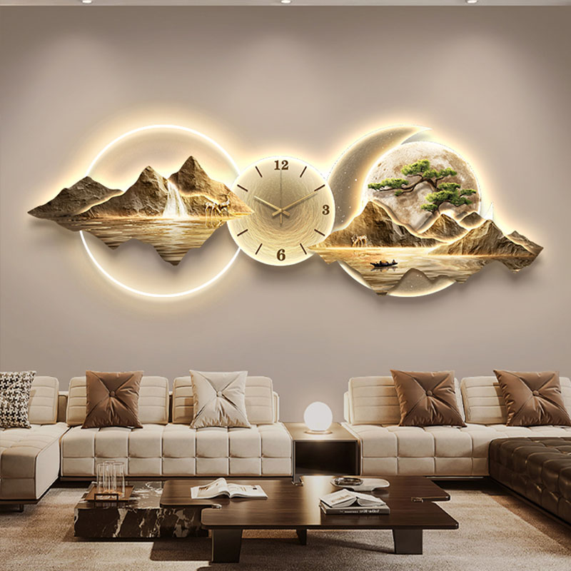 Lighting Home Decor Wall Clocks - Woonkamer Wandklokken Kunstmuurschildering Luxe Grote Esthetische