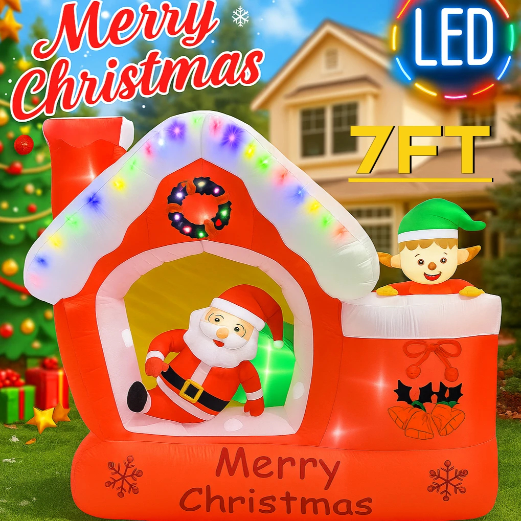 Santa'S Elves Holiday Lighting & Decor Llc - 7FT gigantische kerst opblaasbare kerstman speelgoed