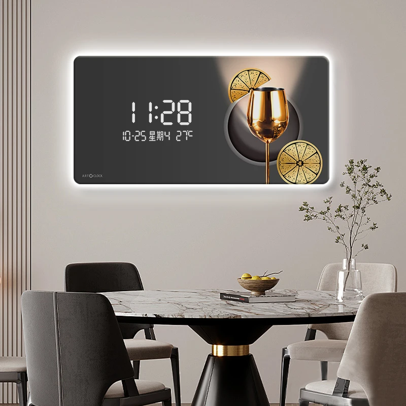 Lighting Home Decor Wall Clocks - Home Decor Led Omgevingslicht Wandklok Woonkamer