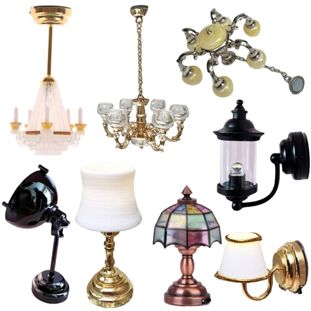 Lighting Metal Wall Decor - 1:12 Schaal Poppenhuis Miniatuur Bureaulamp Led