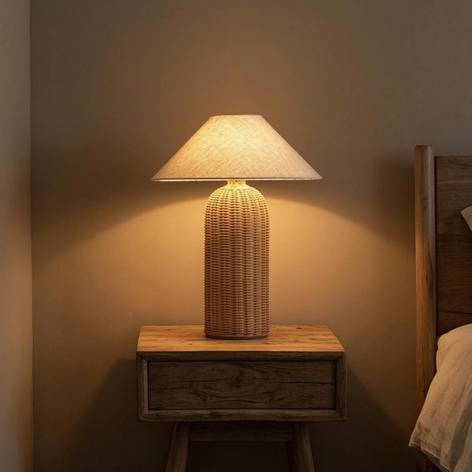 Bedlampje met rotan voet en st - Decor Lighting & Decor Fires recensie en prijs