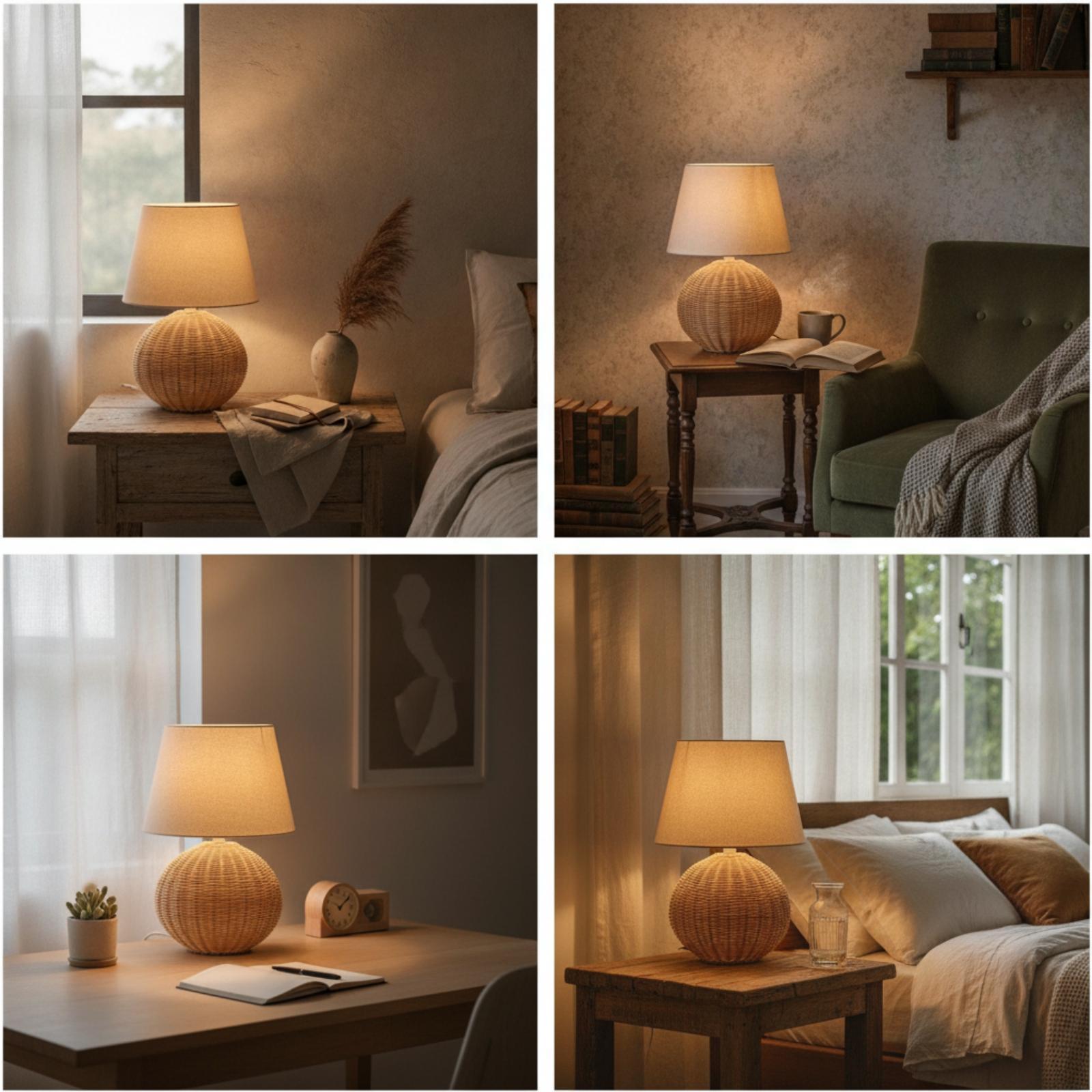 Bedlampje met rotan voet en st - Decor Lighting & Decor Fires recensie en prijs