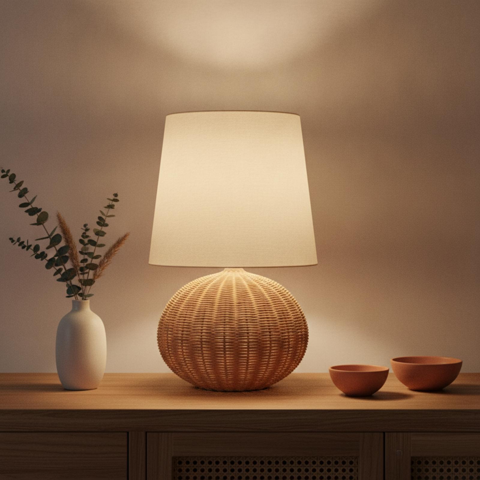 Bedlampje met rotan voet en st - Decor Lighting & Decor Fires recensie en prijs