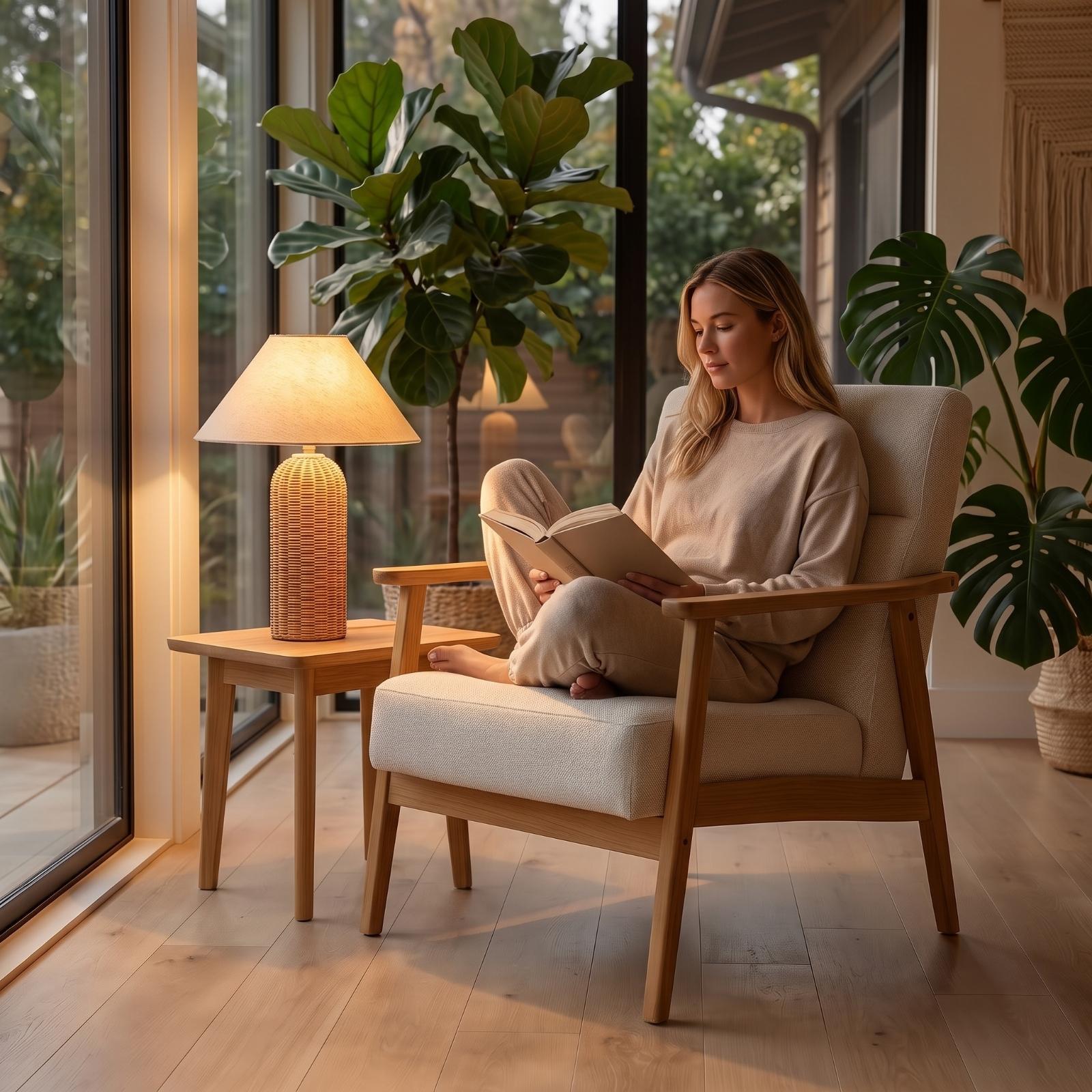 Bedlampje met rotan voet en st - Decor Lighting & Decor Fires recensie en prijs