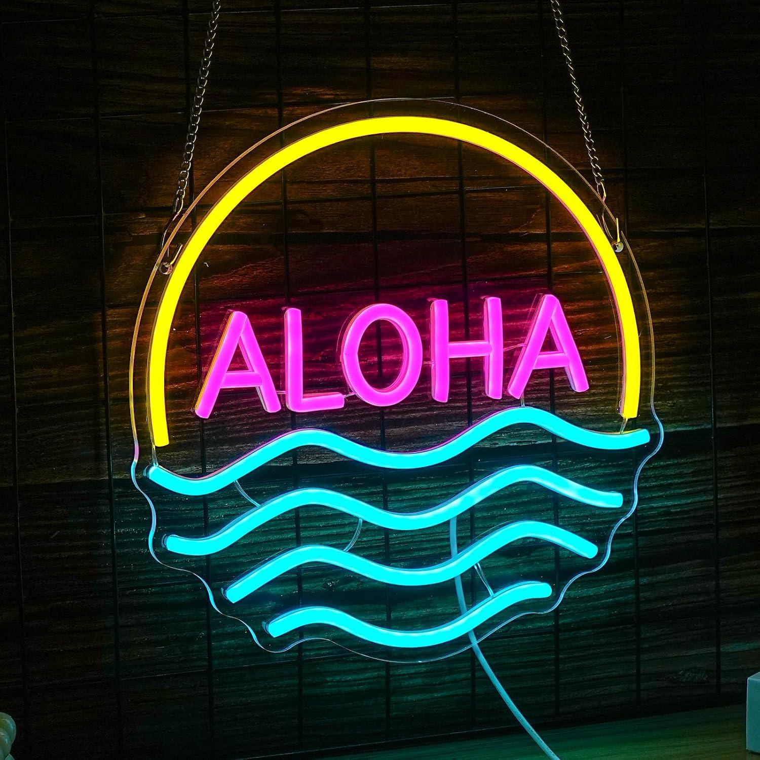 Aloha Sunset Wave neonbord USB - Lighting Decor Rentals recensie en prijs