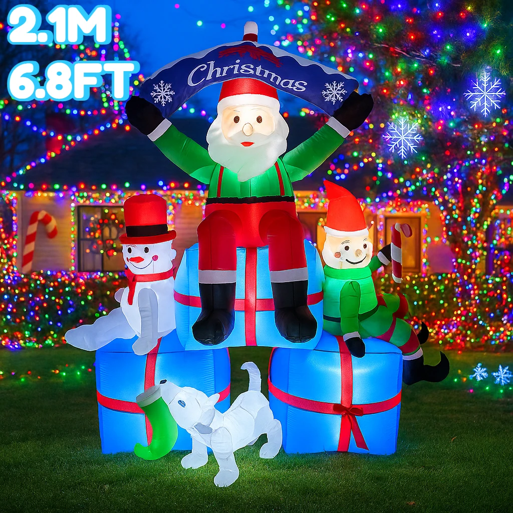 2.1M/6.8FT Kerstman Sneeuwpop  - Santa'S Elves Holiday Lighting & Decor Llc recensie en prijs