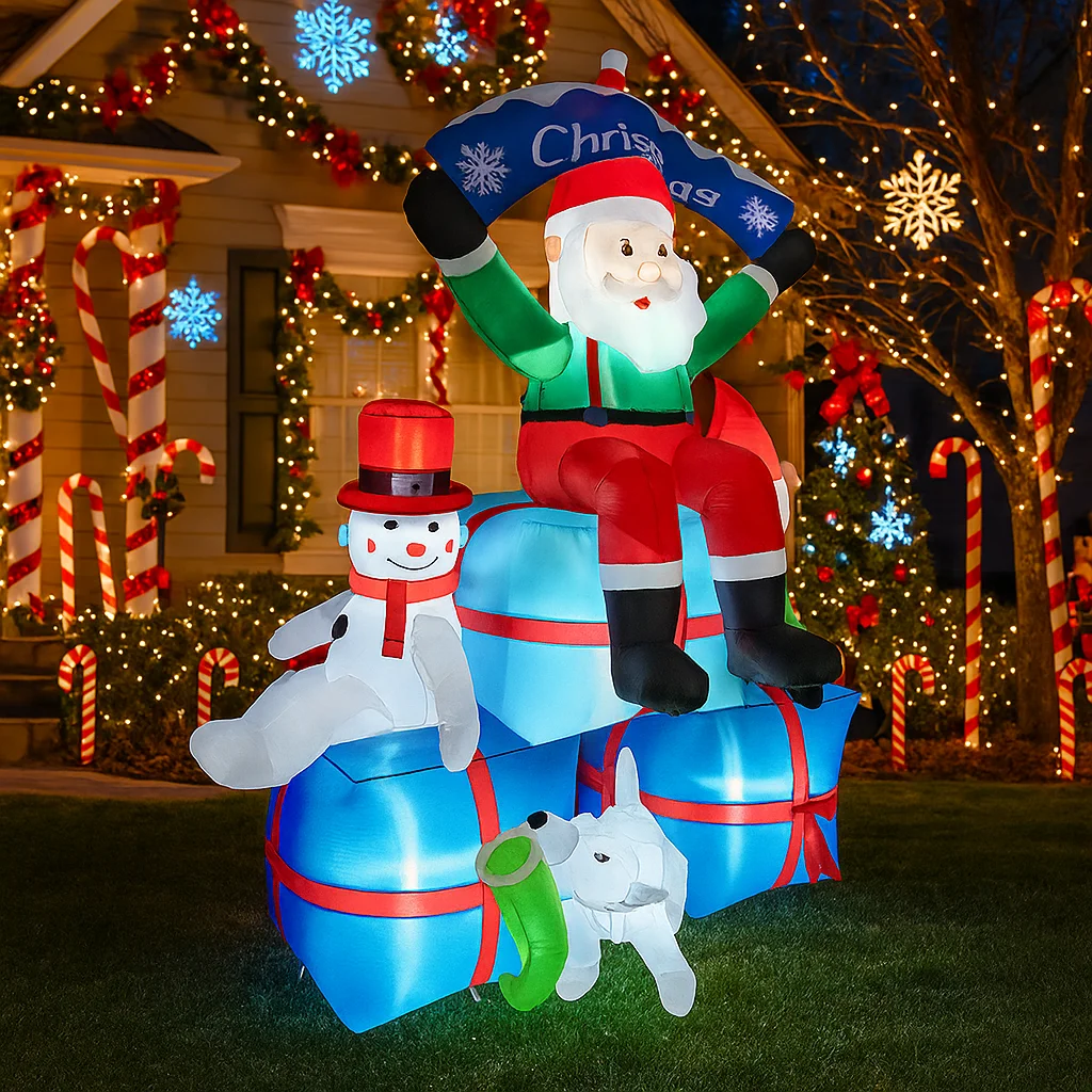 2.1M/6.8FT Opblaasbare Kerstma - Santa'S Elves Holiday Lighting & Decor Llc recensie en prijs